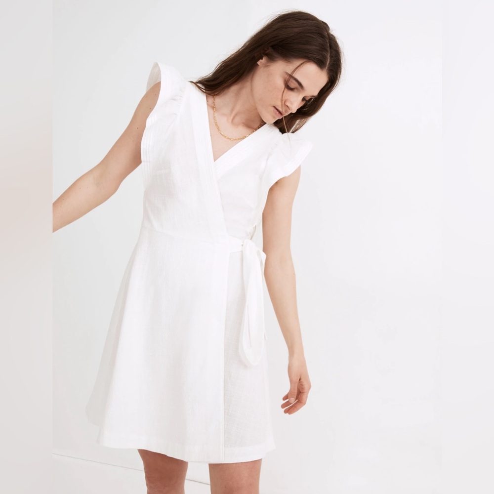 Madewell Ruffle-Sleeve Wrap Mini Dress